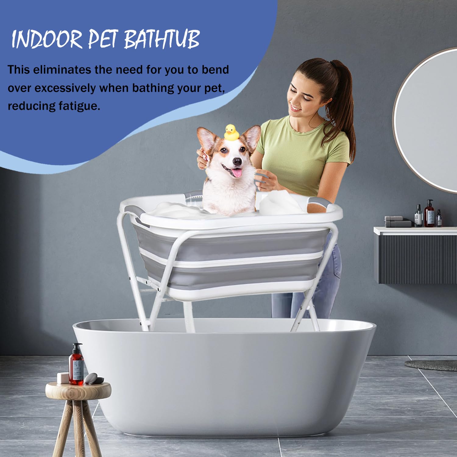 SMLXLXX pet-bath-tub-safety-collar with anti-slip edge improve safety.