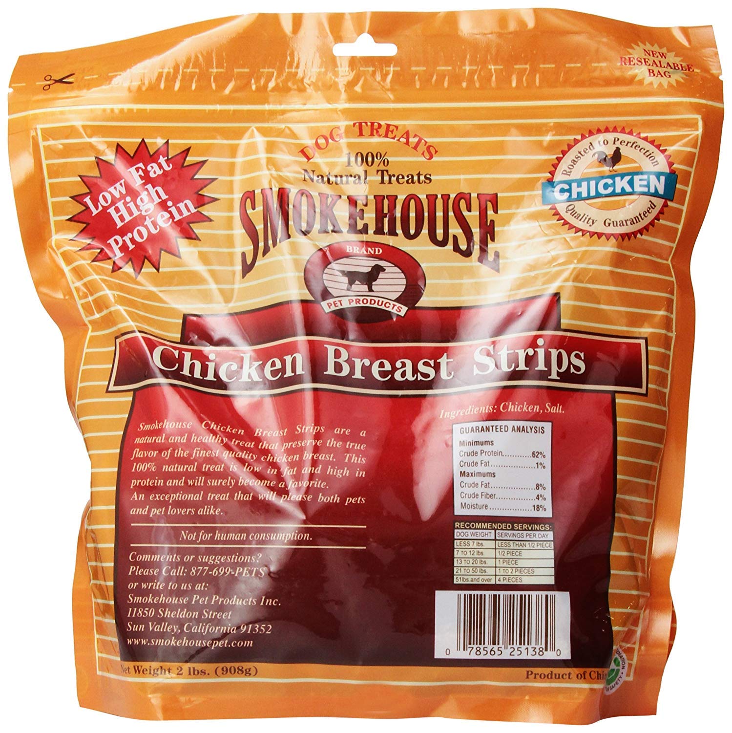 Smokehouse Treats chicken breast strips close-up shows savory aroma for dogs.
