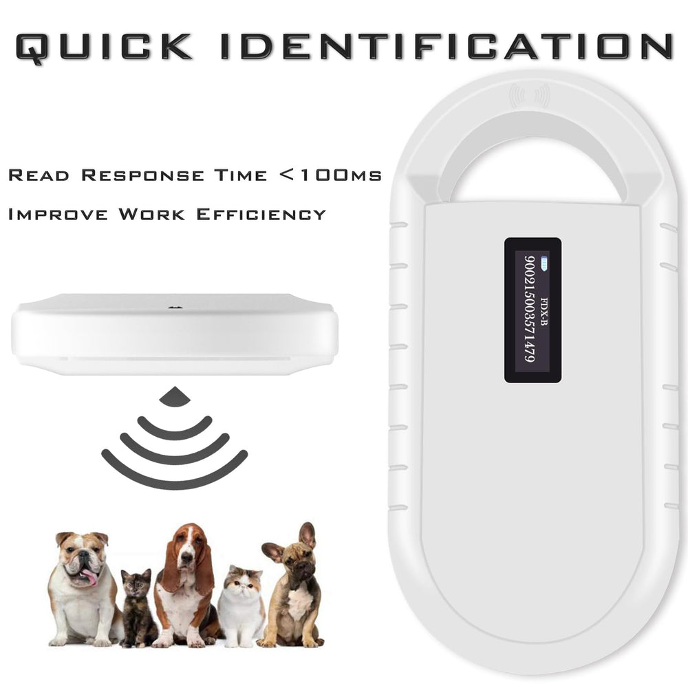 Smoostart Microchip Scanner extended range and faster speed graphic emphasizing efficiency.