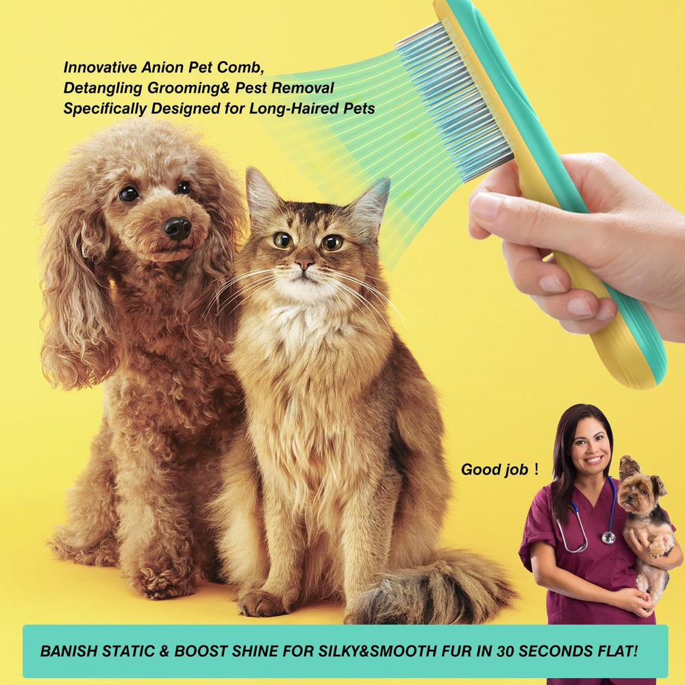 Smoothway professional comb with negative ion technology reduces static for smoother coats.