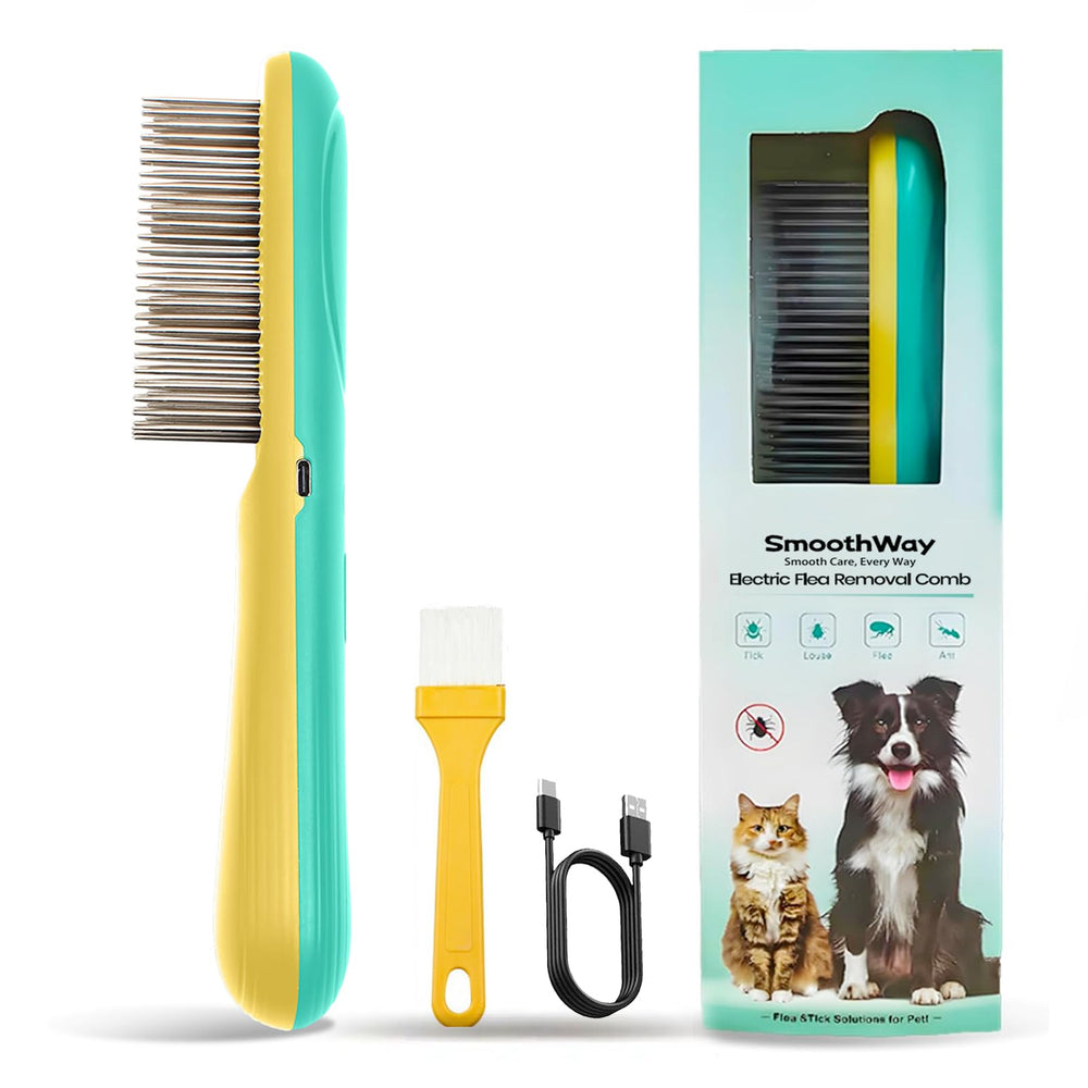 Smoothway Professional 3-Row Tick & Flea Comb teeth close-up for gentle detangling on pets.