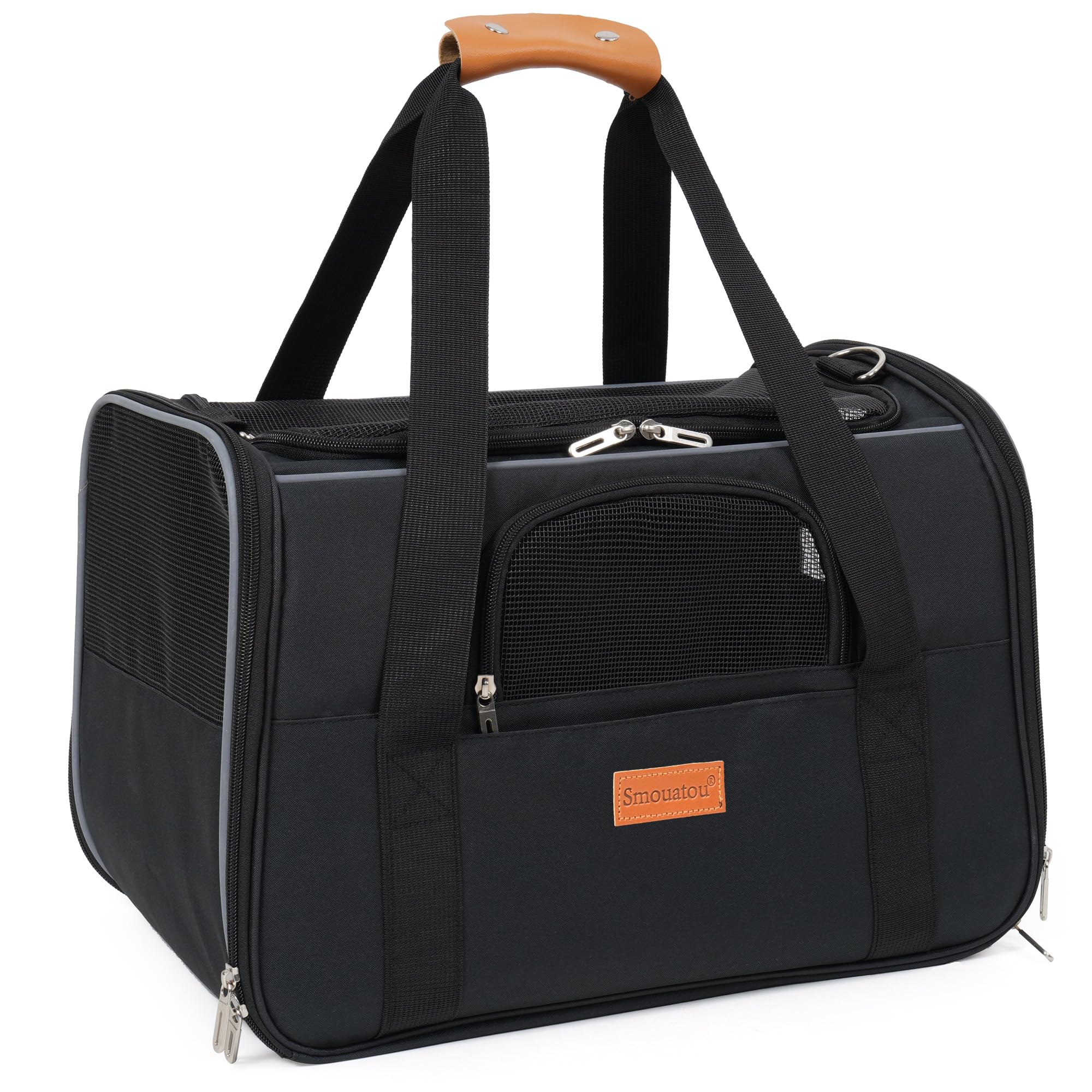 Smouatou cat travel carrier features secure zippers for easy access