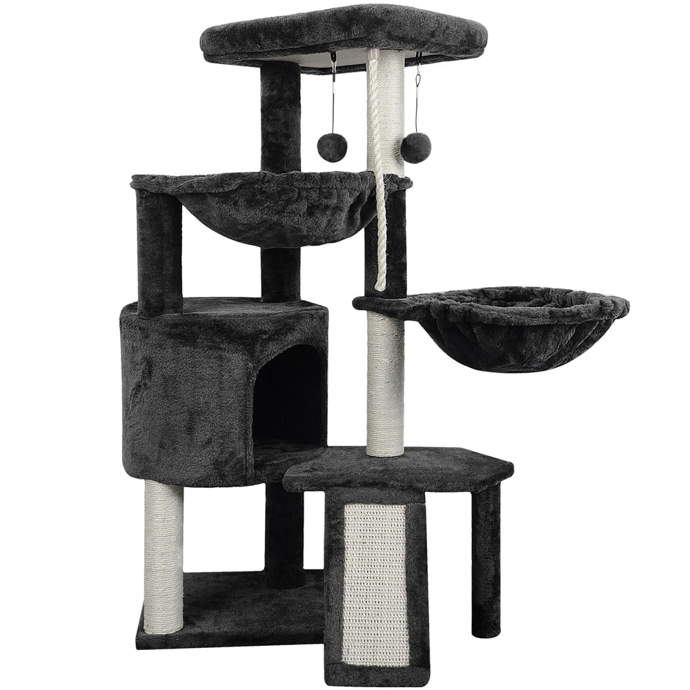 Smouatou Xin three-layer cat tree left view shows stable play space