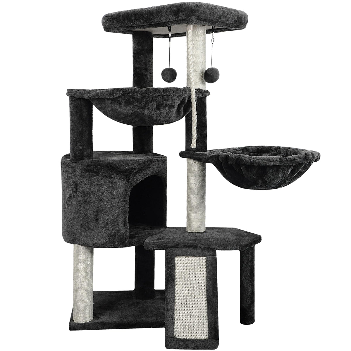 Smouatou Xin three-layer cat tree left view shows stable play space