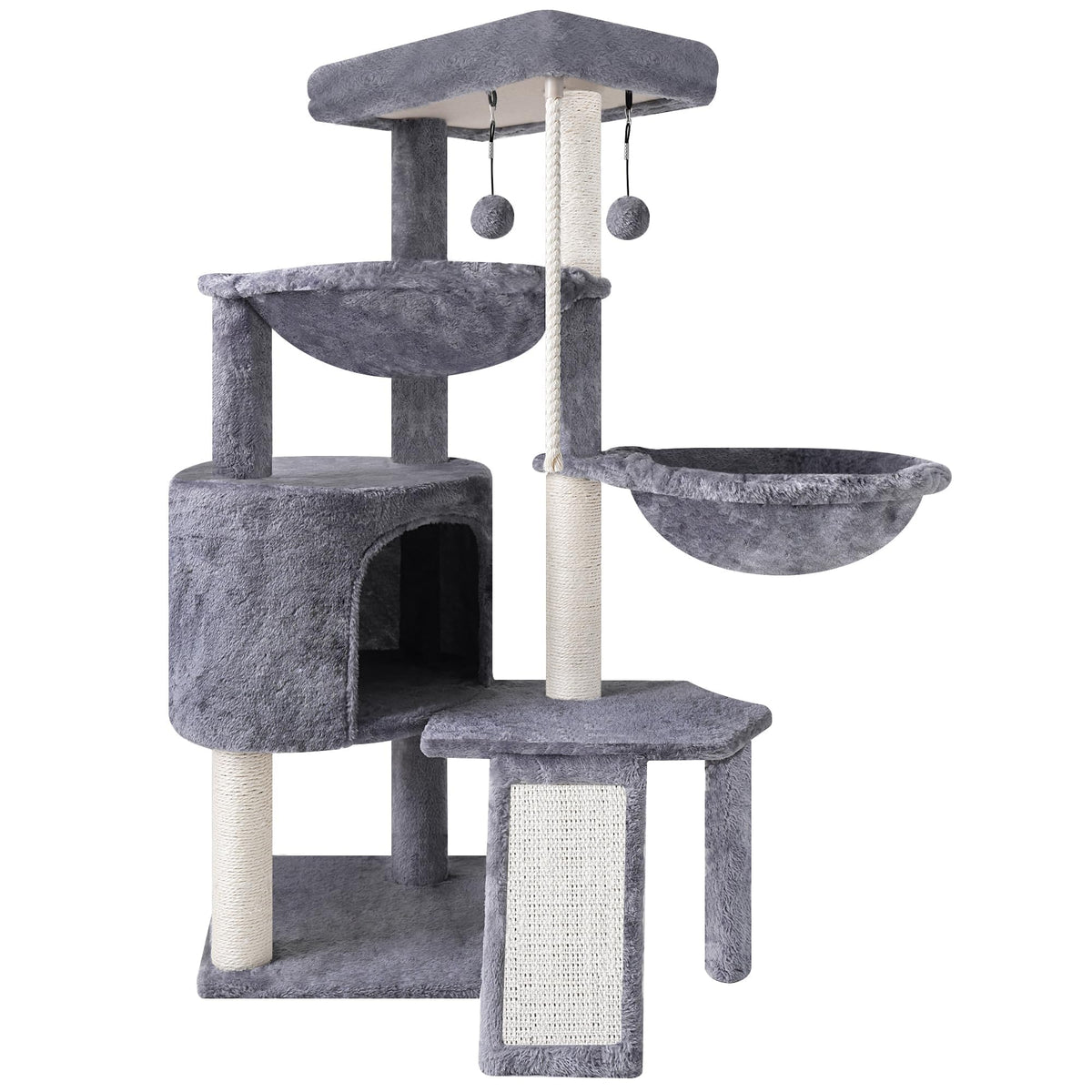 Smouatou Xin three-layer cat tree top platform offers a sunny window view.