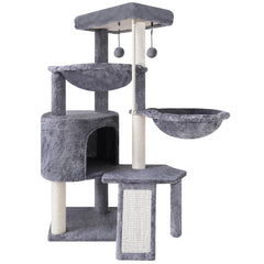 Smouatou Xin three-layer cat tree top platform offers a sunny window view.