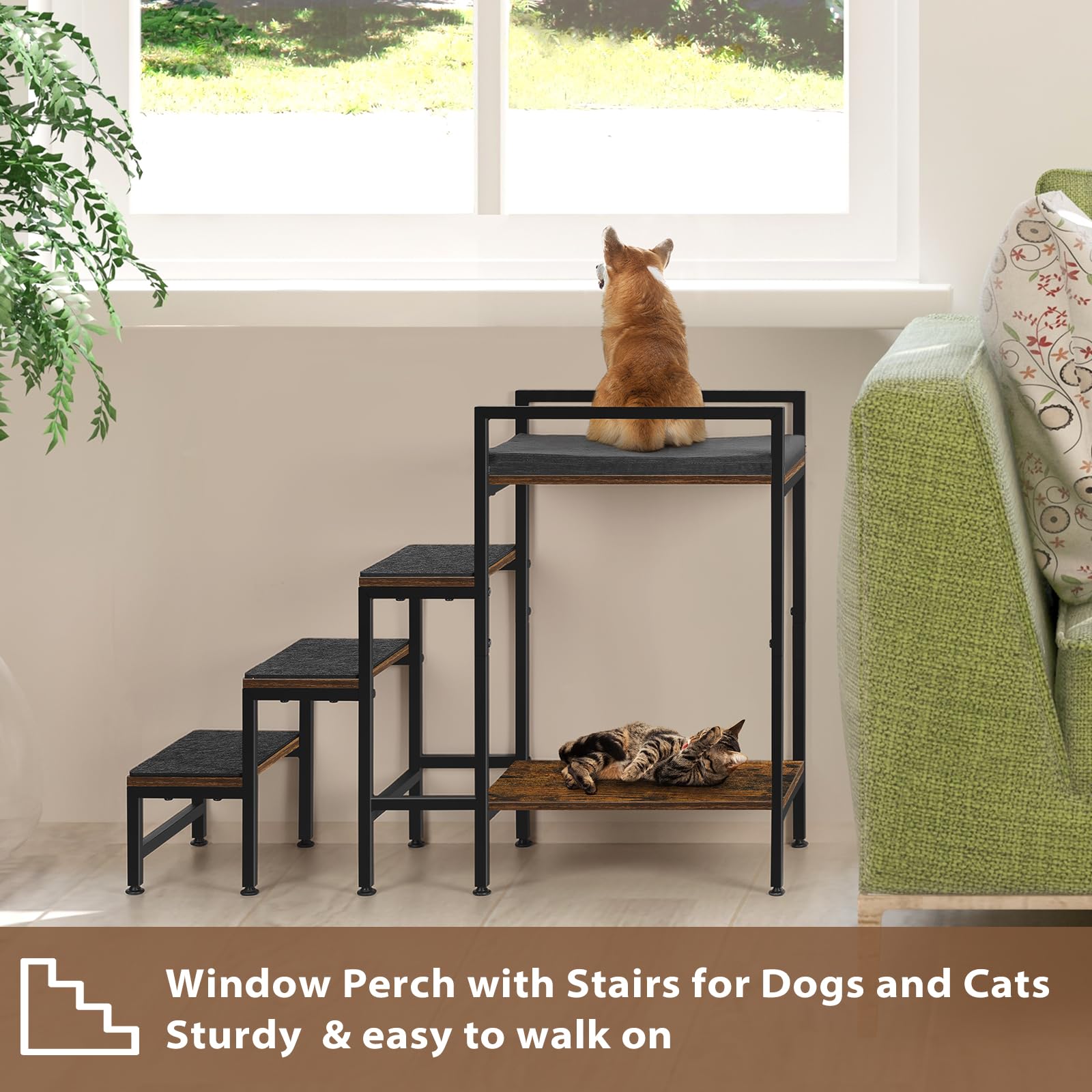 Smusei dog stairs with wide steps help short-legged pets climb safely.