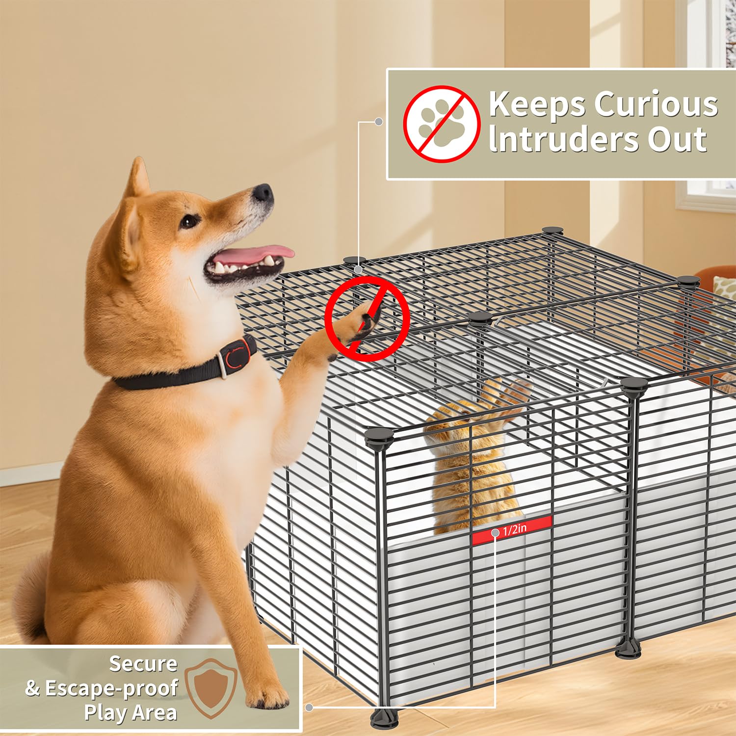 SNAAT 18 Planels cage with detachable panels for flexible layouts.