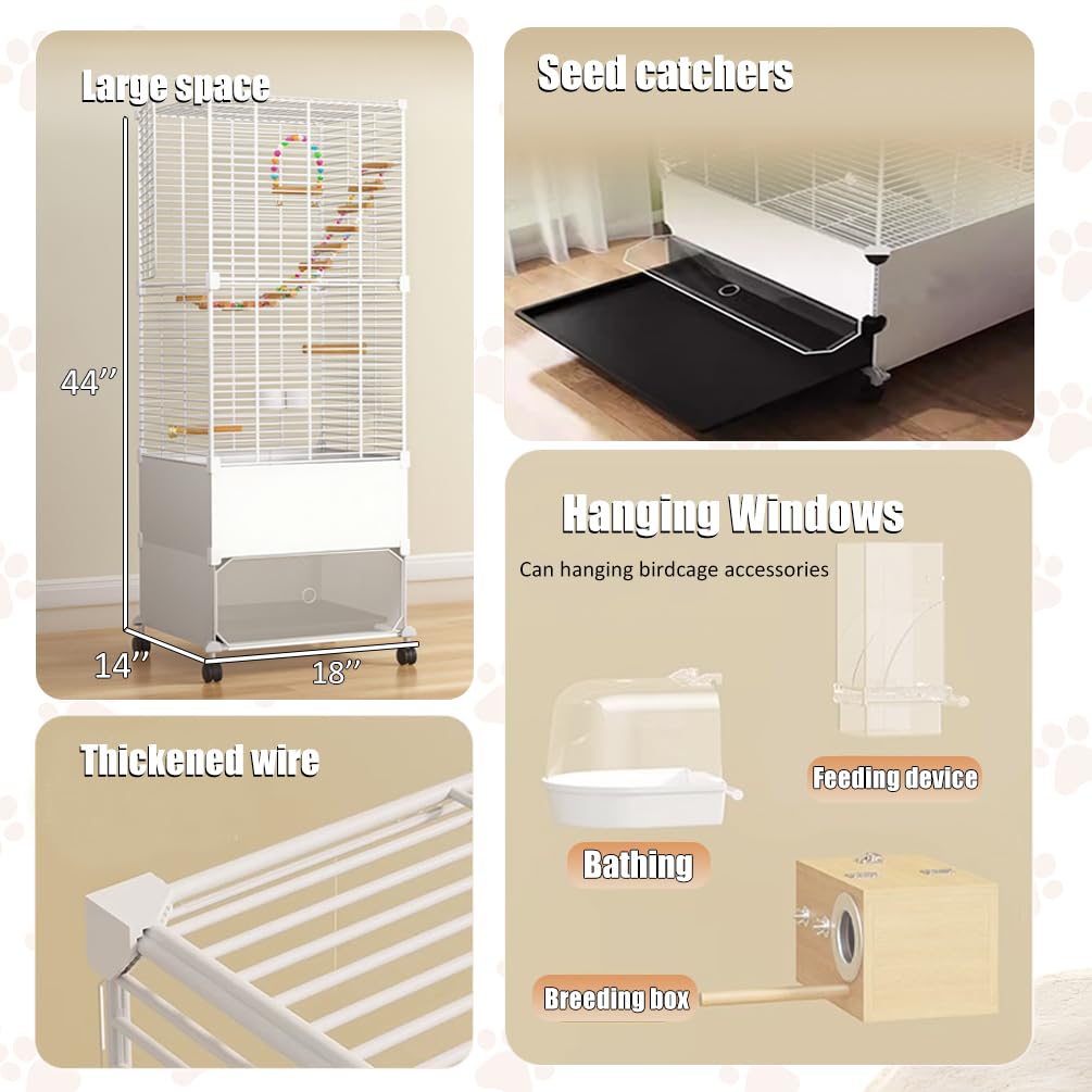 SNAAT bird cage dense wire mesh provides visibility and security for curious pets