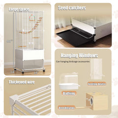 SNAAT bird cage dense wire mesh provides visibility and security for curious pets