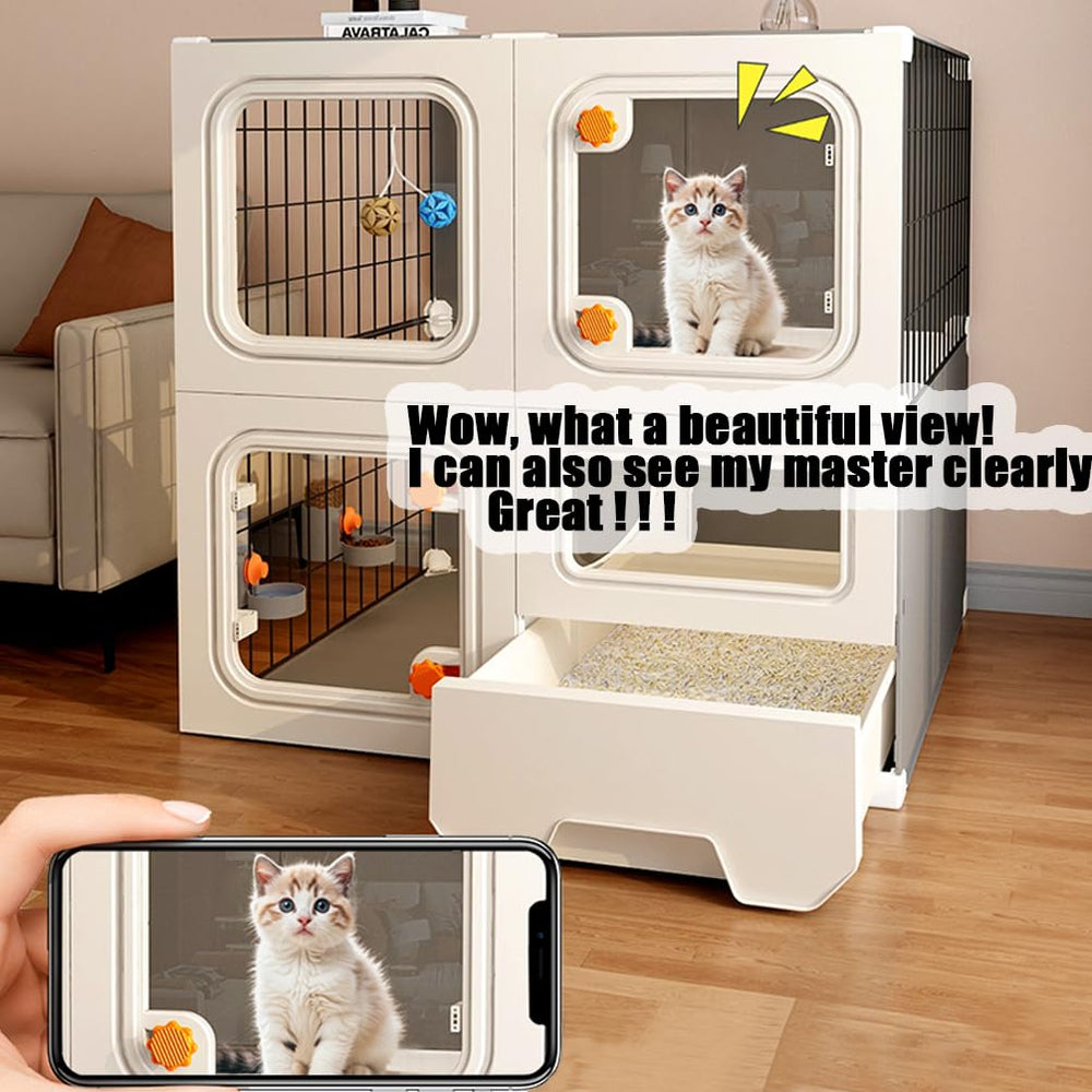 SNAAT cat playpen detachable metal shows sturdy panels ideal for safe indoor play.
