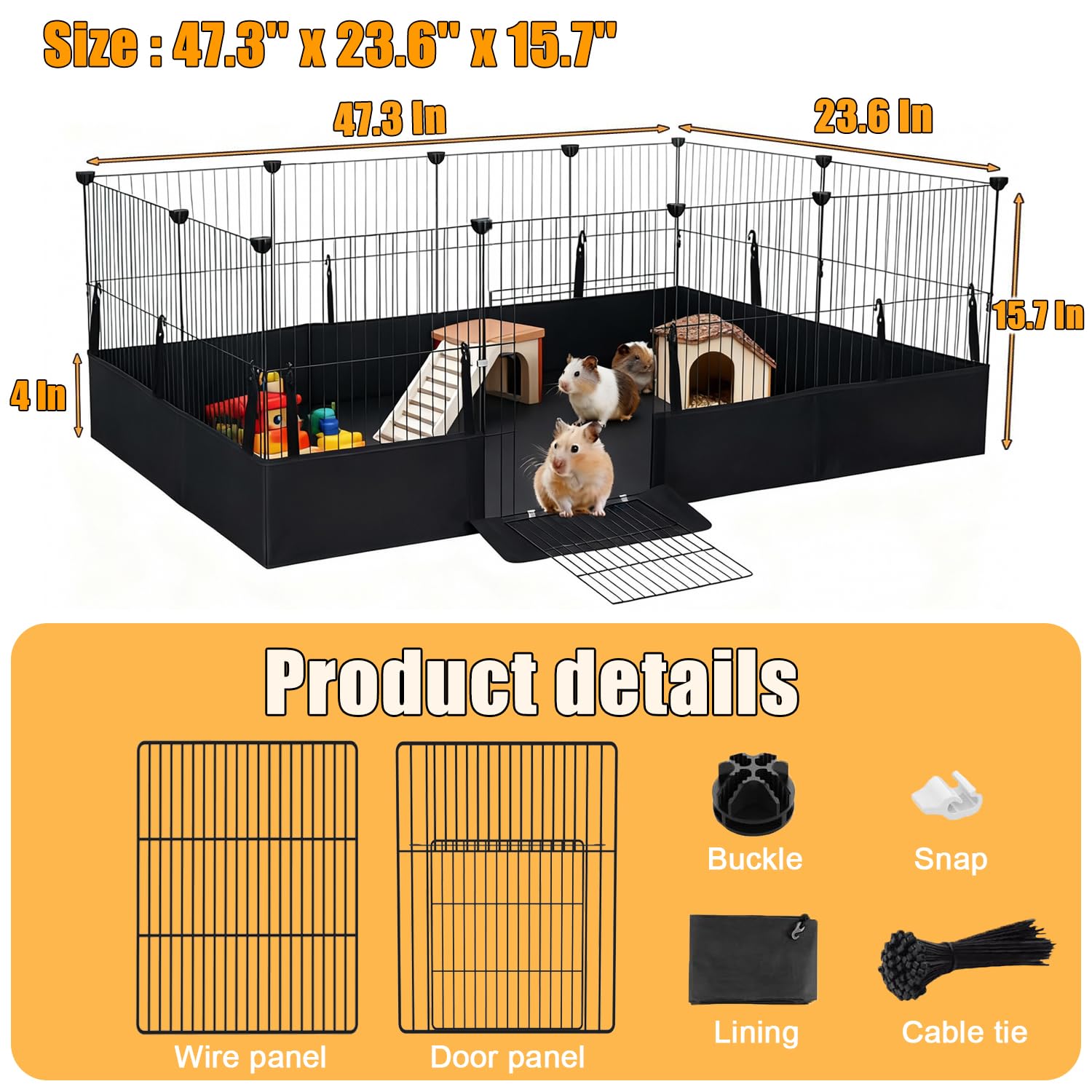 SNAAT Guinea Pig Cage expandable layout adapts to room size and pet needs