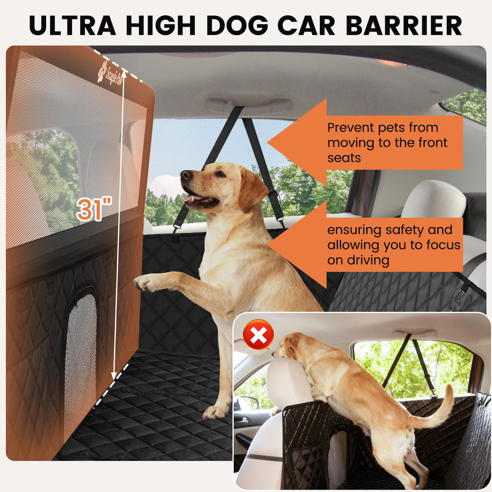 Snagle Paw back-seat-extender 31-inch barrier provides a higher shield from the front seat.