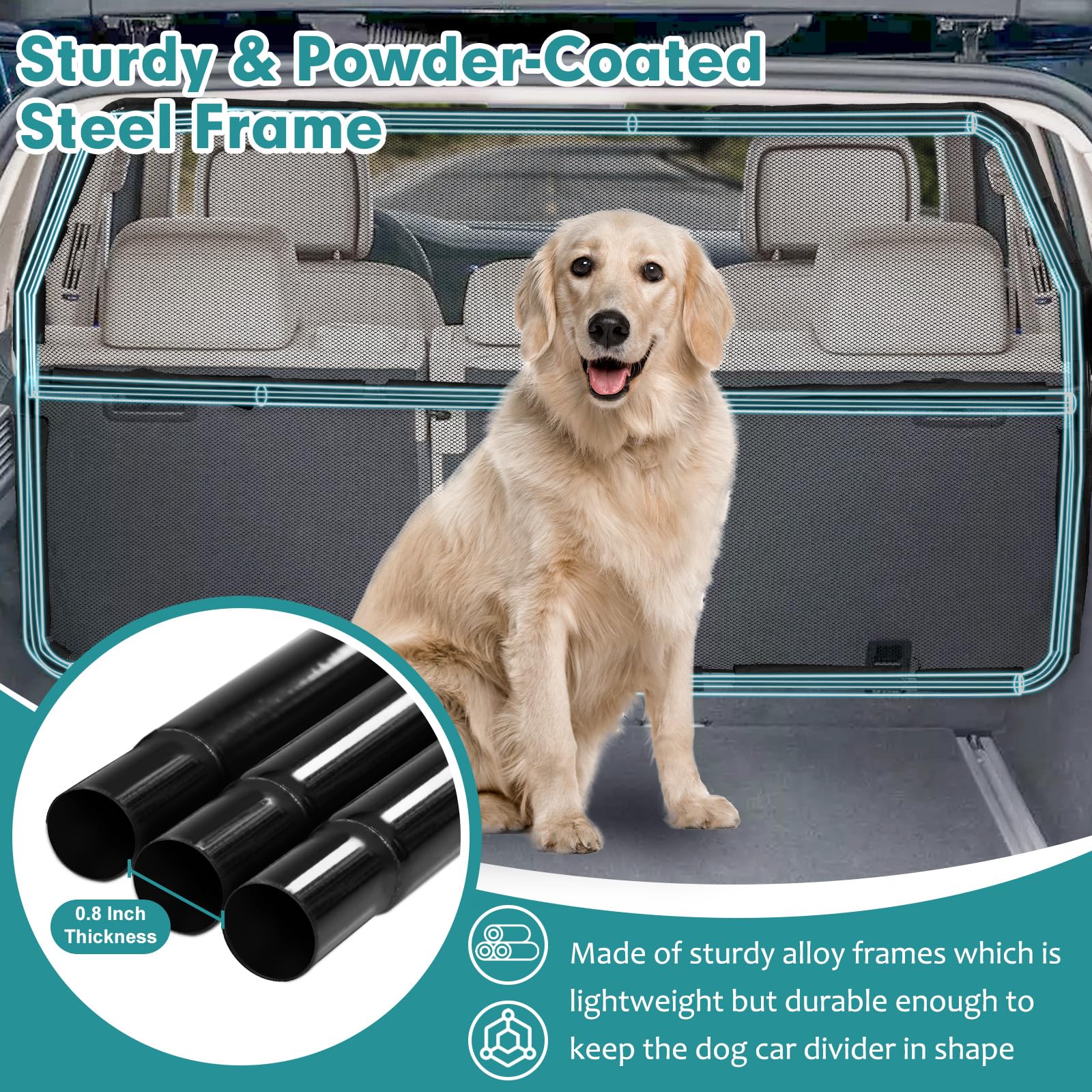 Snagle Paw barrier 50 inches wide fits various SUVs and small trucks.