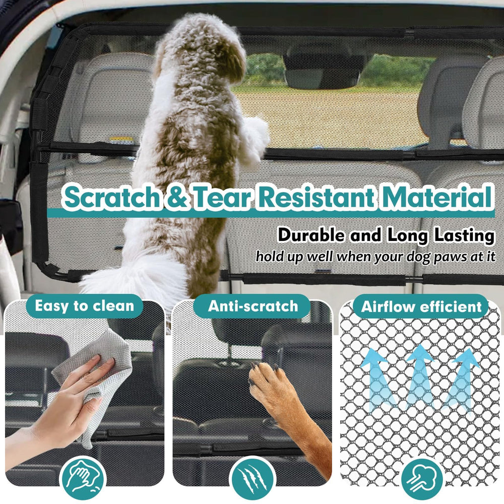 Snagle Paw dog car barrier foldable design stores compactly when not in use.
