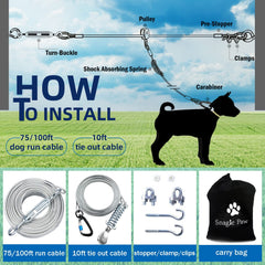 Snagle Paw dog runner zipline 10ft for smooth, controlled zooms.