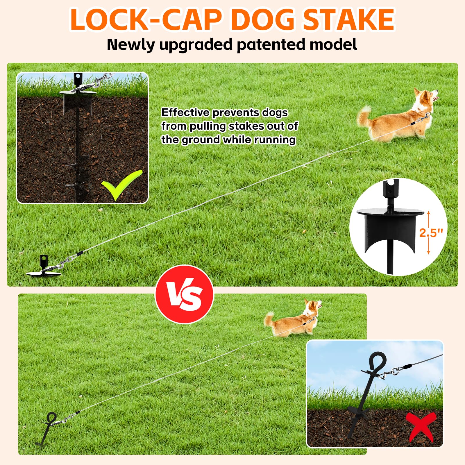 Snagle Paw 360 swivel stake prevents leash tangling during outdoor play.