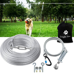 Snagle Paw dog tie-out cable 75ft for secure yard freedom during play.