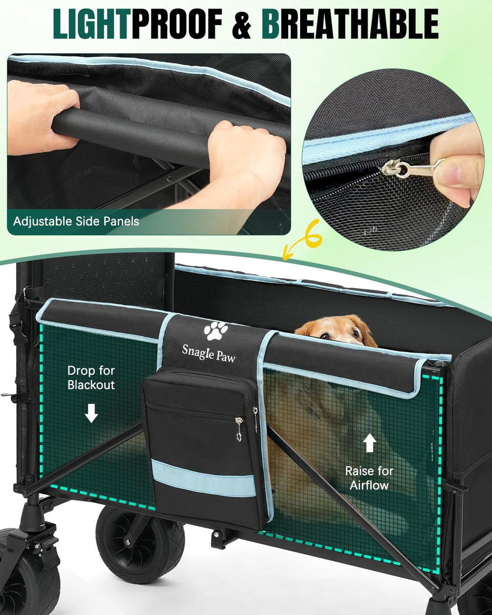 Snagle Paw adjustable leather handle reducing arm fatigue during walks.