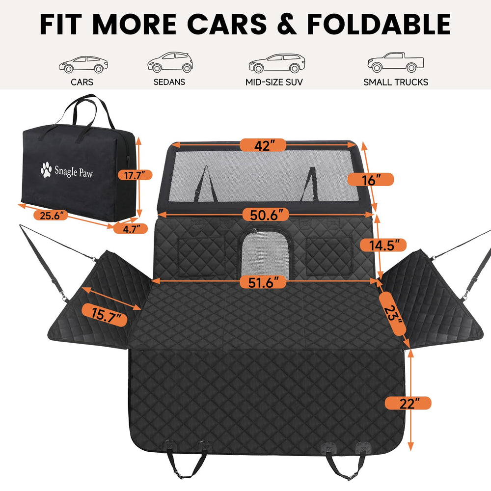 Snagle Paw foldable storage design compresses for trunk storage after trips.