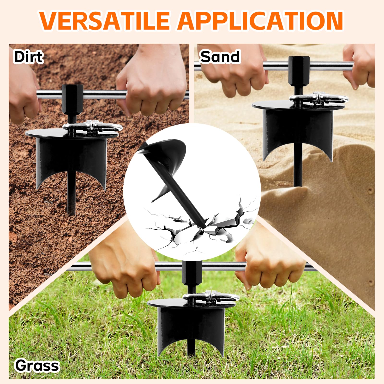 Snagle Paw multi-scenario stake suitable for sand, clay, and rocky ground.