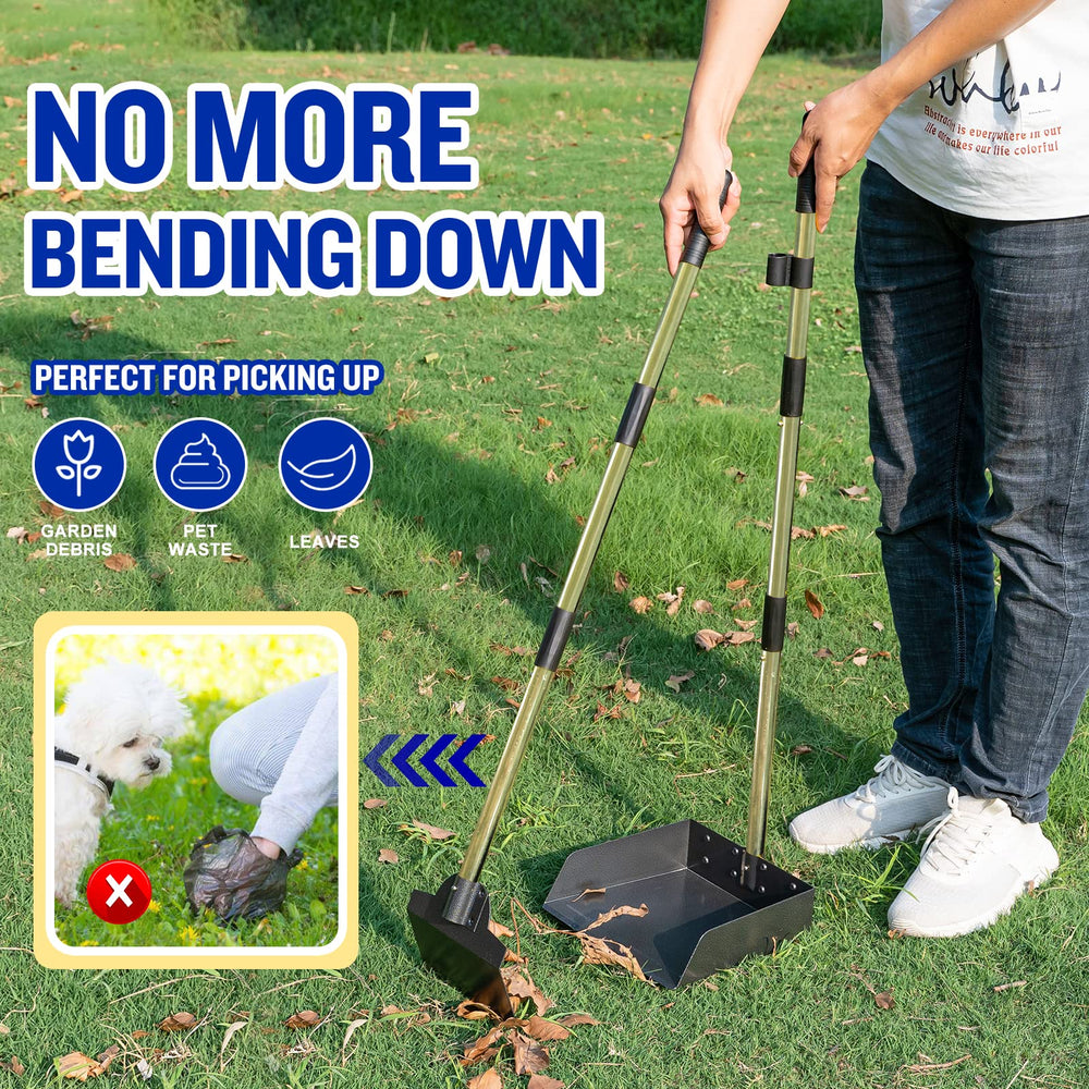 Snagle Paw pooper scooper thick spade for efficient waste collection with less bending.