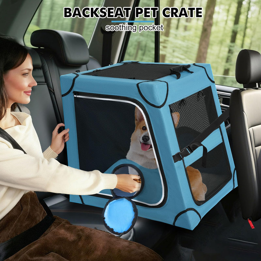 Snagle Paw crate top-vent highlights breathable design for comfortable rides.