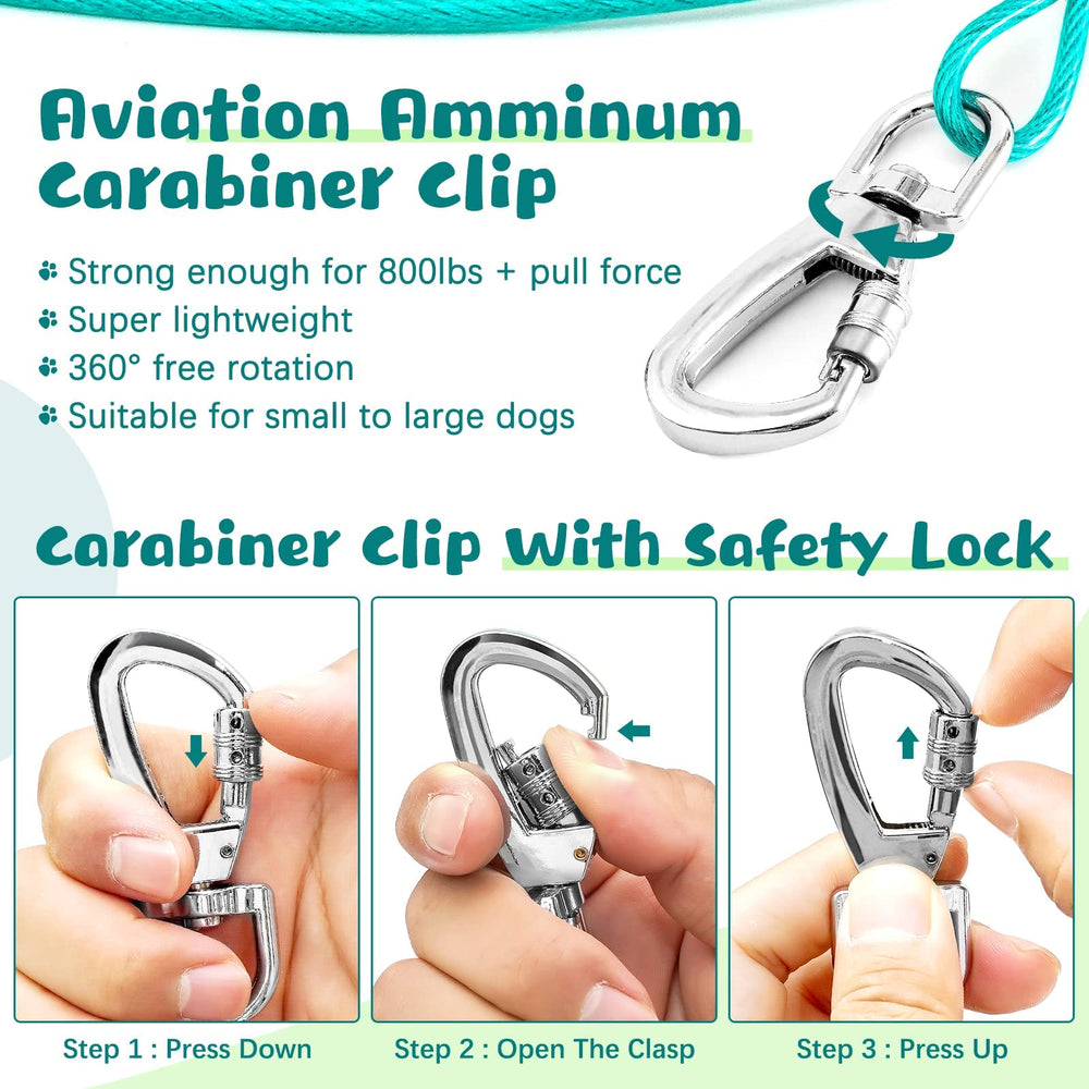 Snagle Paw safety-lock clip keeps connections secure outdoors.
