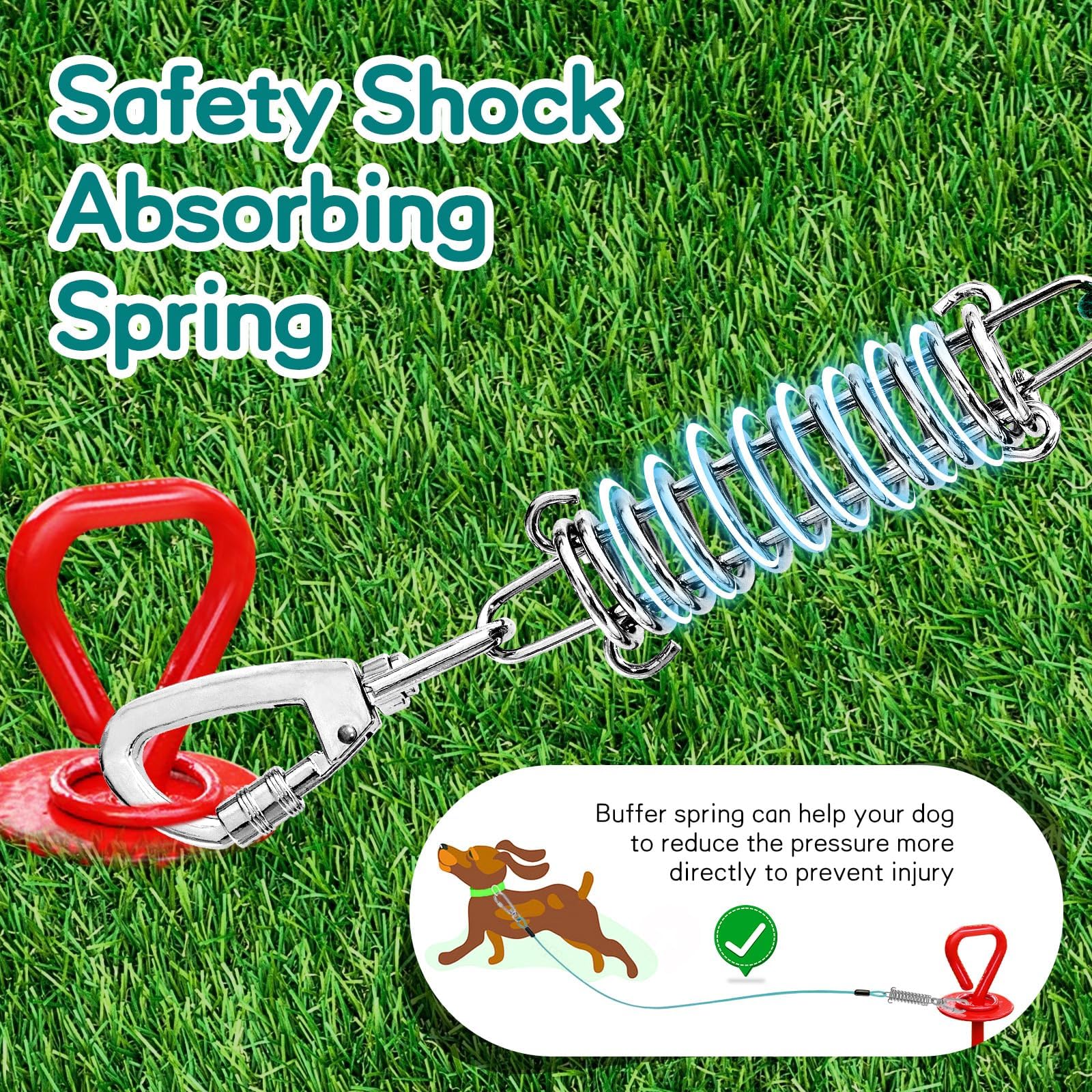 Snagle Paw shock-absorbing spring reduces jerks during play.