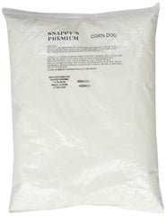 SNAPPY Premium Corn Dog Mix bag closeup highlights quality for quick backyard snacks.