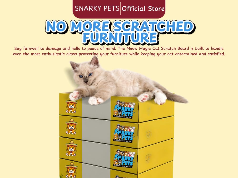 Snarky Pets Timmy XL scratcher side view highlights stable structure for large cats.