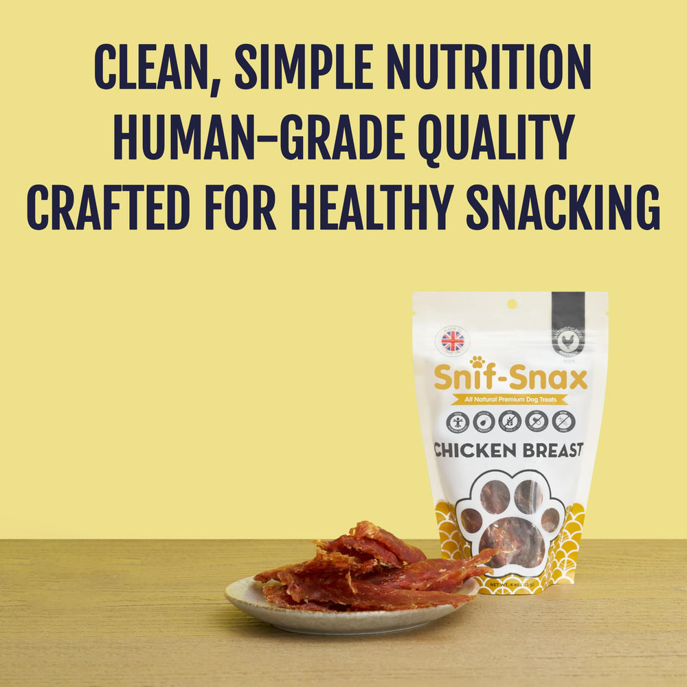 Snif-Snax smoked-chicken-breast-dog-treats grain-free-diet option supporting healthy weight management.