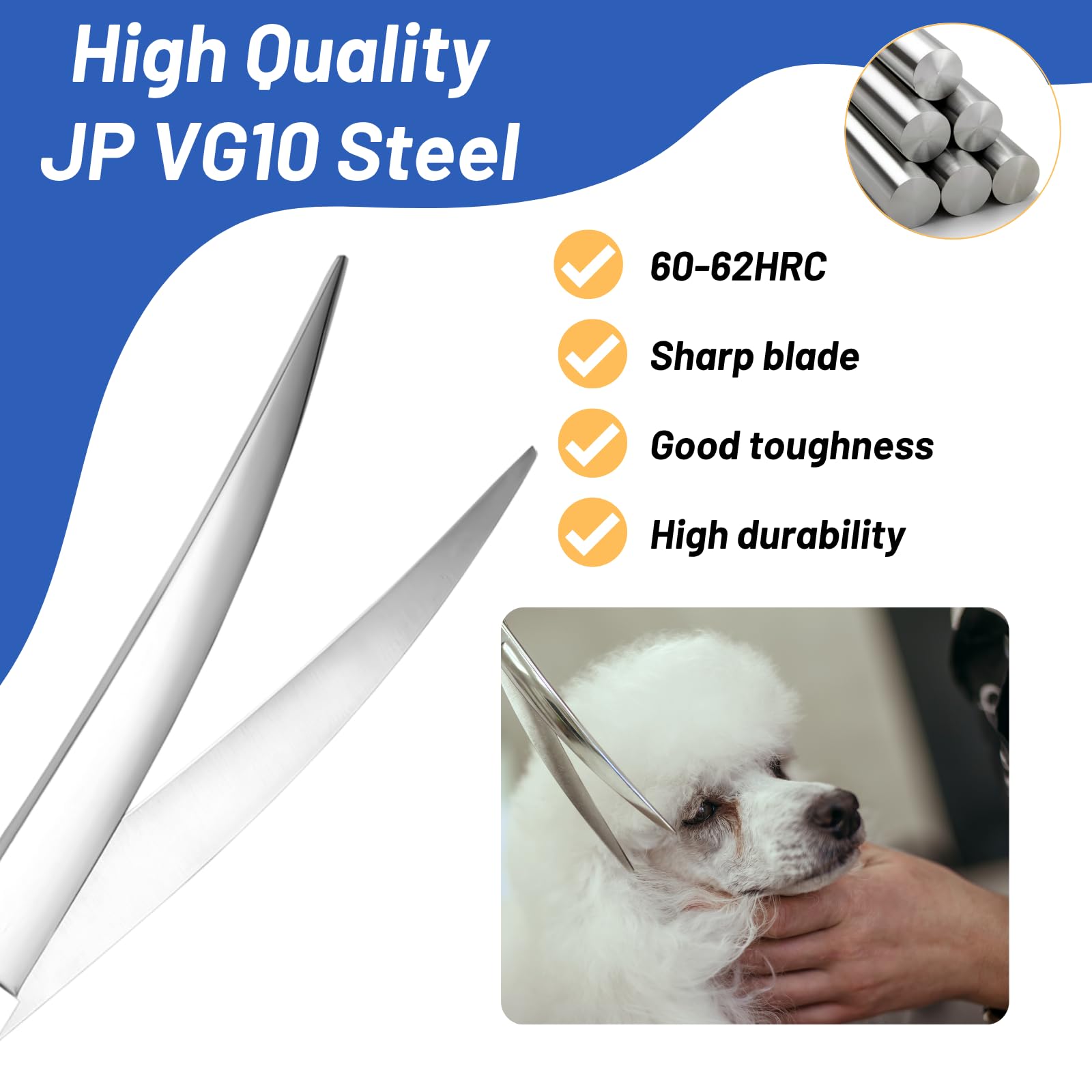 SnipStar 30-degree bend curved blade enables safe grooming of faces and paws.