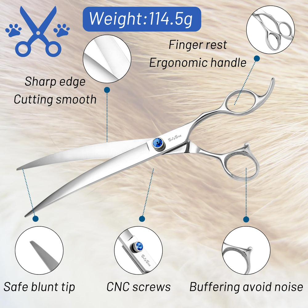 SnipStar ergonomic dog grooming handles reduce fatigue during extended sessions.