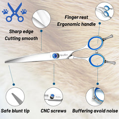 SnipStar ergonomic handle dog grooming scissors offer comfortable grip during long sessions.