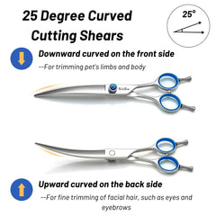 SnipStar ergonomic handle dog scissors side view showing comfortable grip