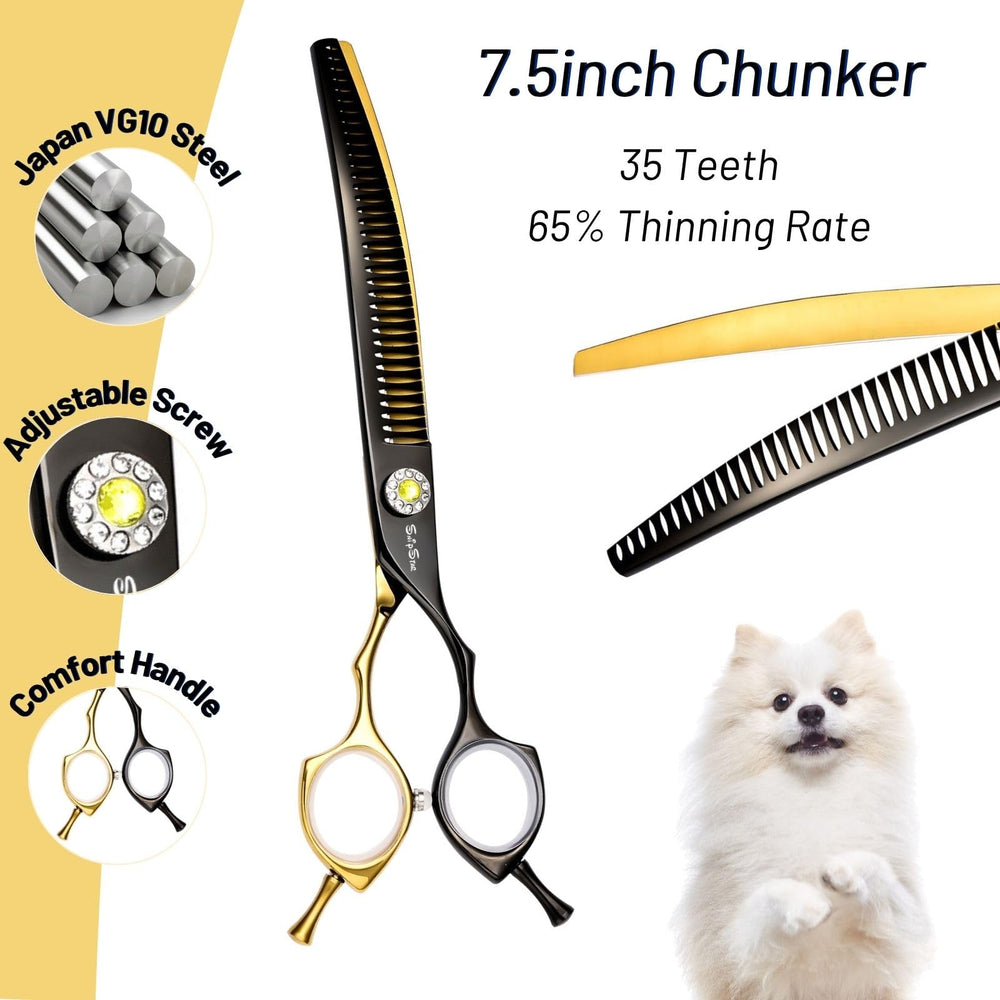 SnipStar 35-teeth blade closeup highlighting thinning capability for smooth coat shaping.