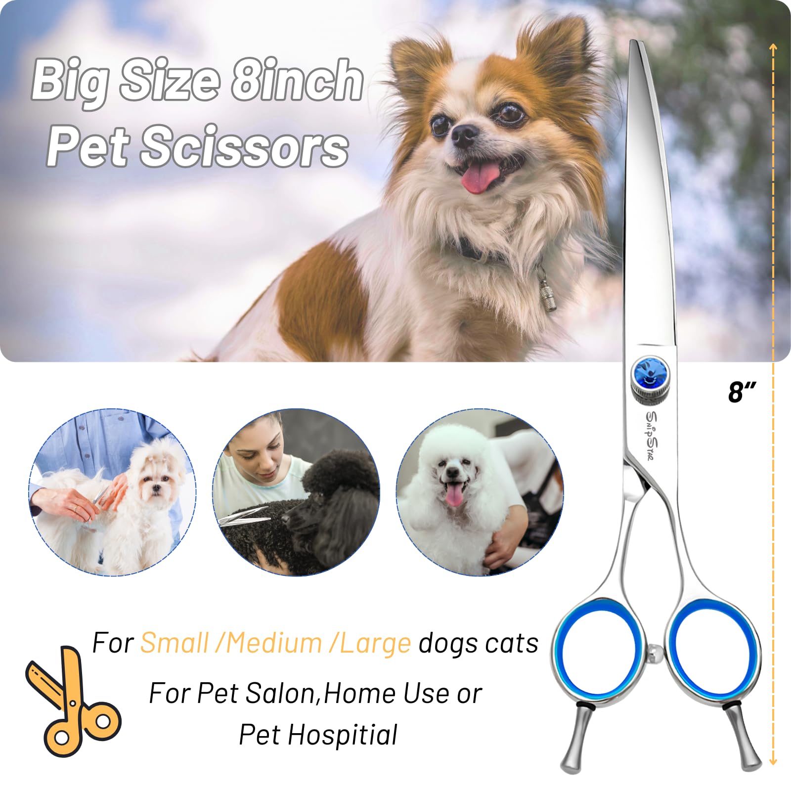 SnipStar VG10 stainless steel blades provide lasting sharpness for precise grooming sessions.