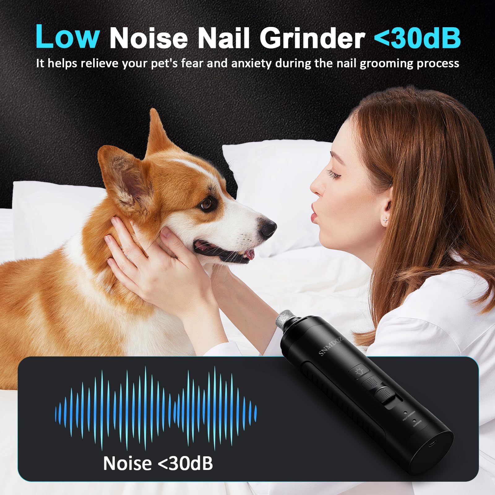 SNMDQZ two LED lights illuminate nails for safer trimming.