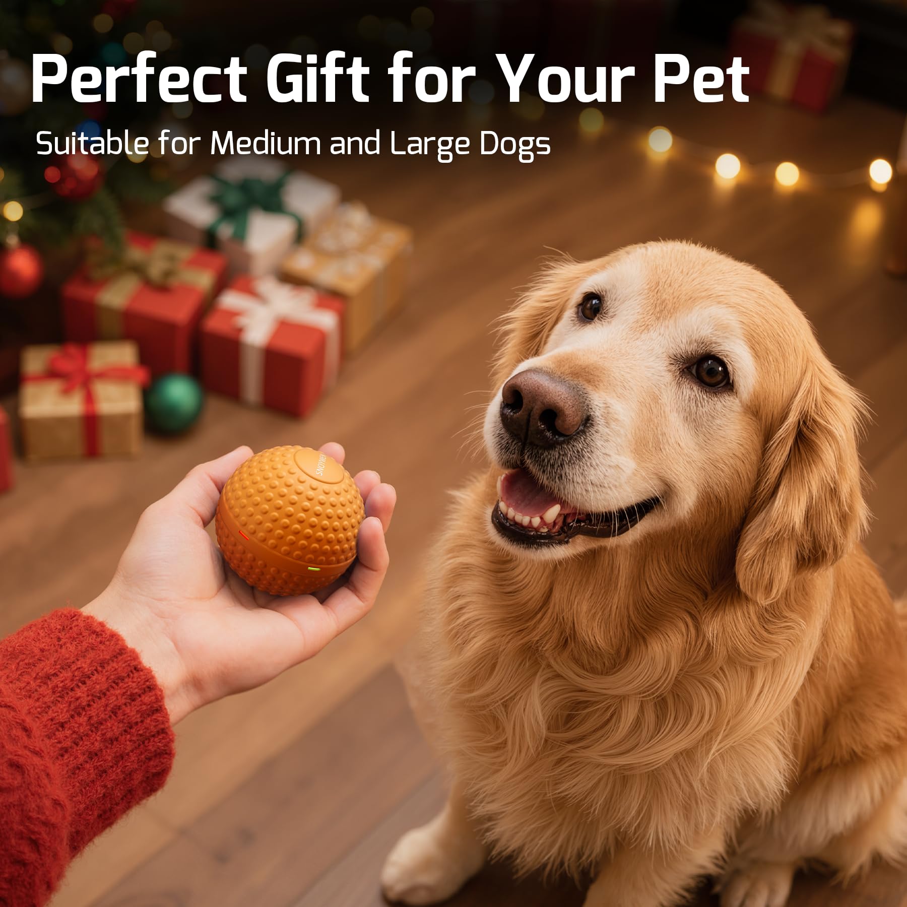 SNOYWEN Durable food-grade rubber ball withstands aggressive chewing.