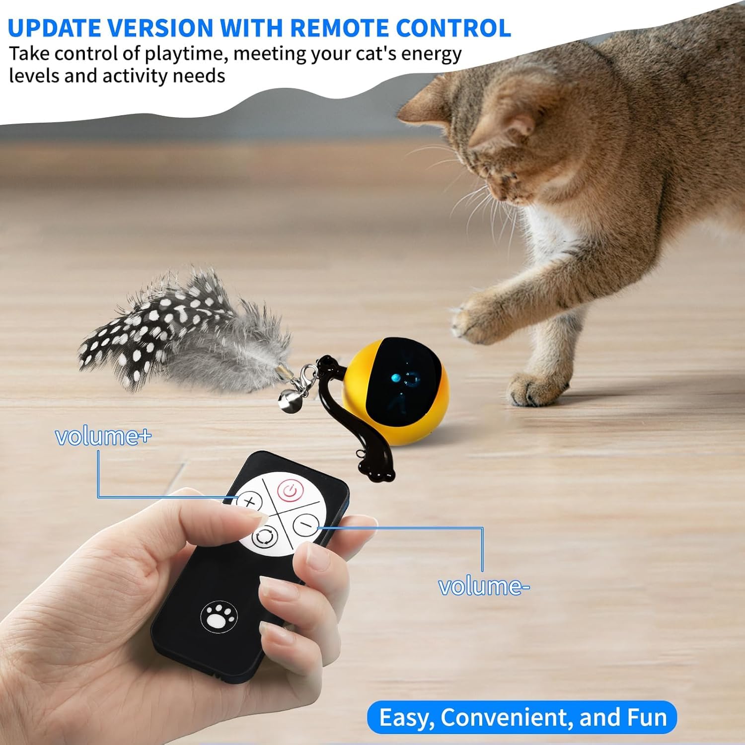 Snoslme cat ball toy feather tail attracts cats during chase