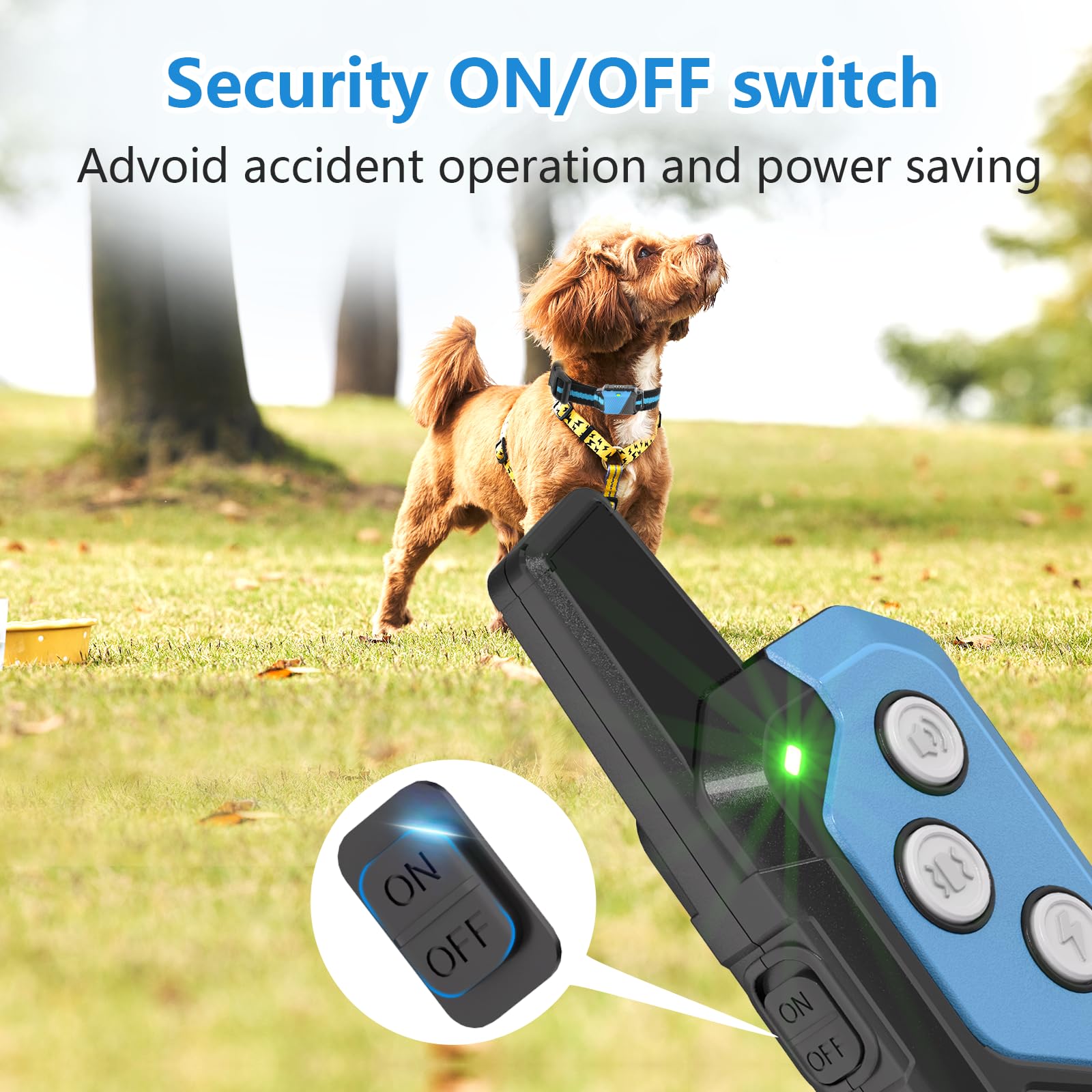 Snsng dog training collar battery display visible on receiver for charging awareness