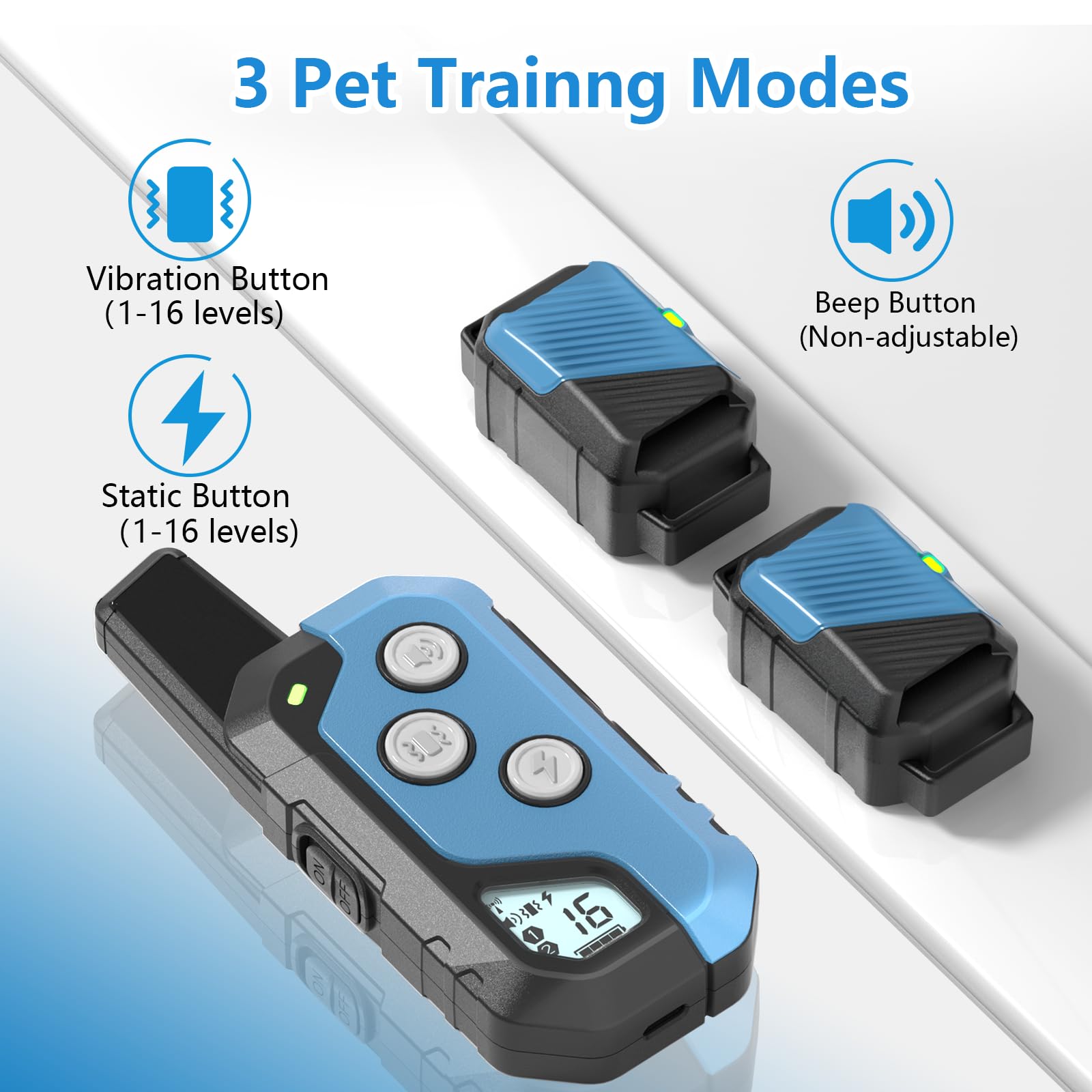 Snsng dog training collar remote control shown with easy mode selection