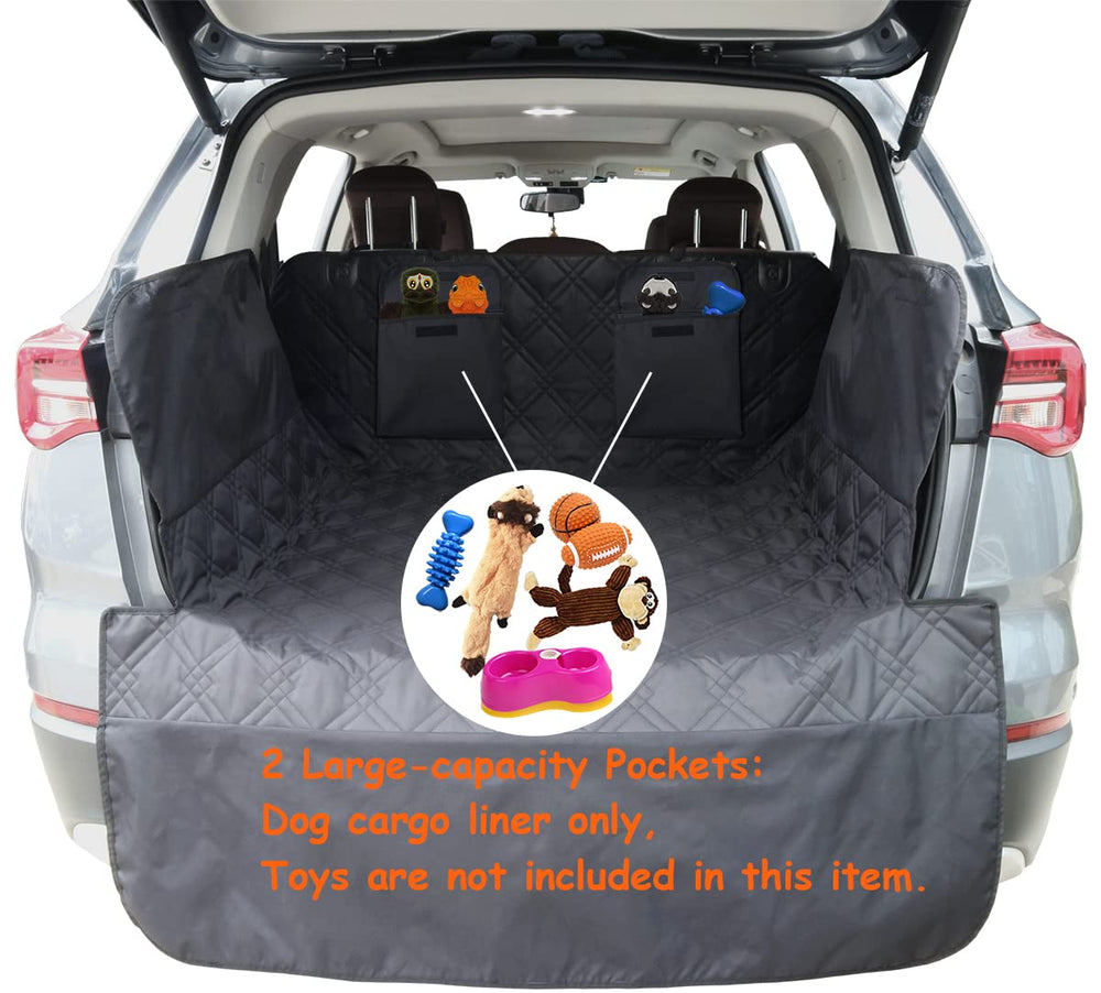 snugcubby dog trunk cover shows large pockets for gear