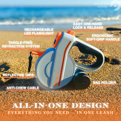 Snuggle Paws retractable leash with built-in poop bag holder keeps cleanup within reach during walks