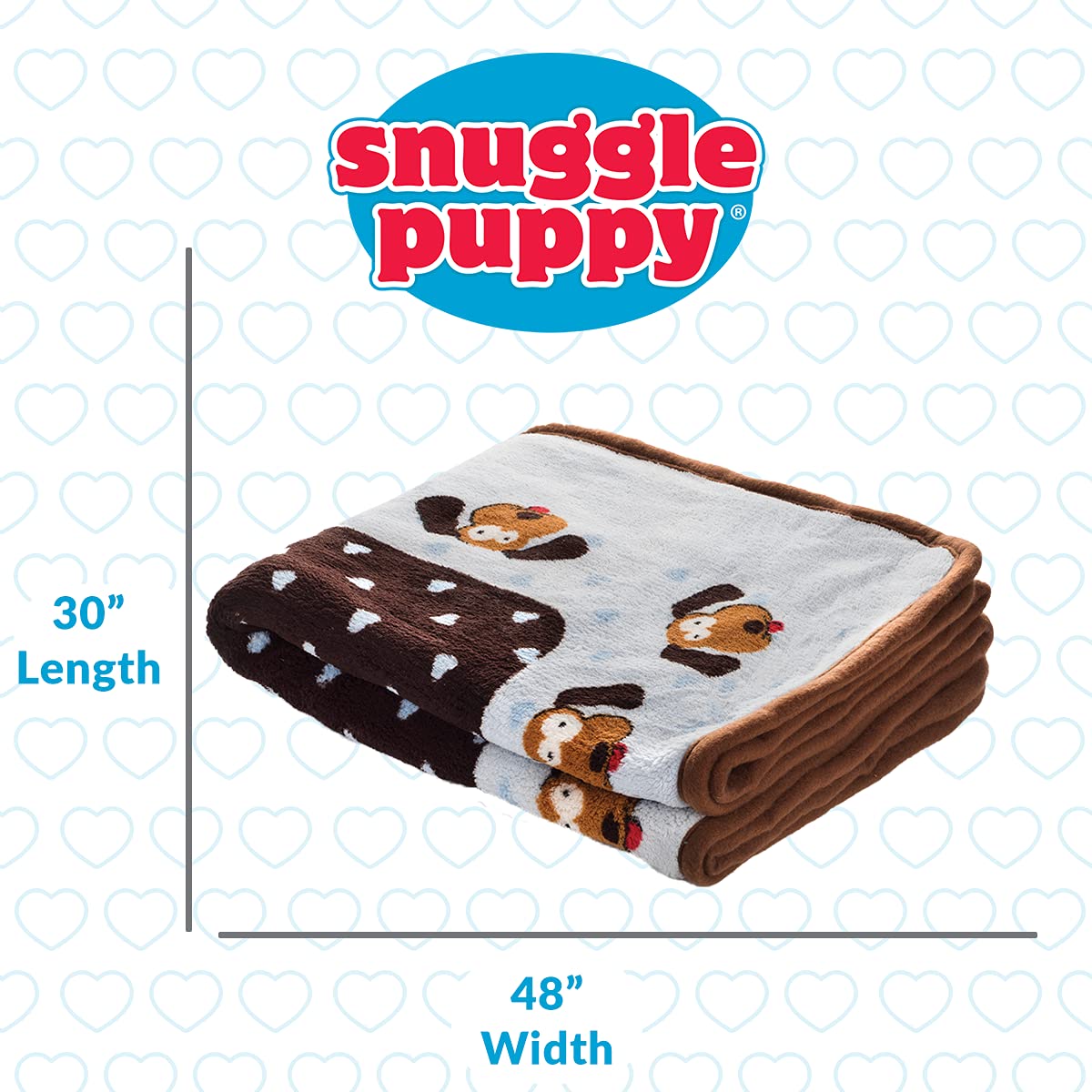 Snuggle Puppy blanket blue care label visible for simple maintenance.