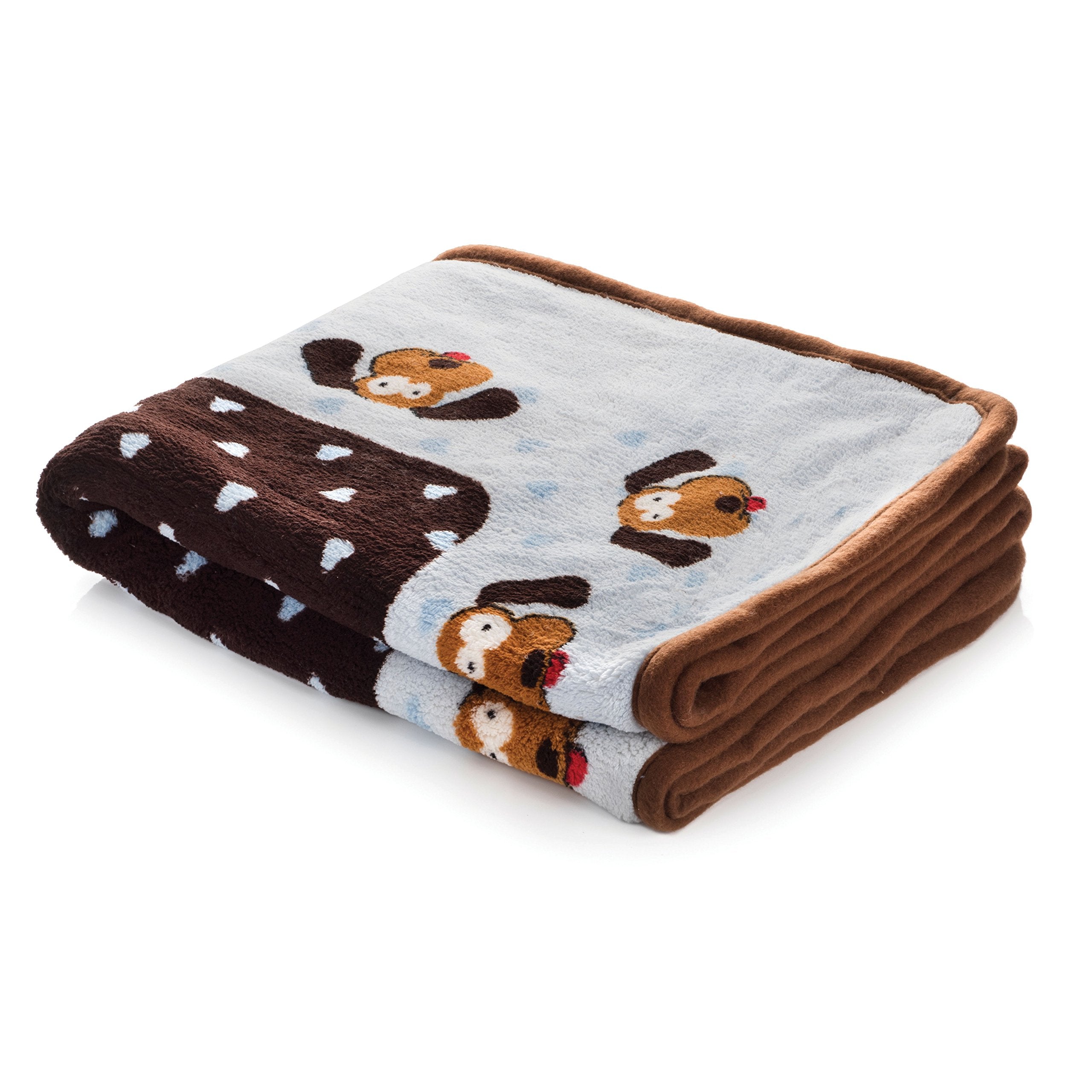 Snuggle Puppy blanket blue soft fleece close-up for cozy puppy snuggles.