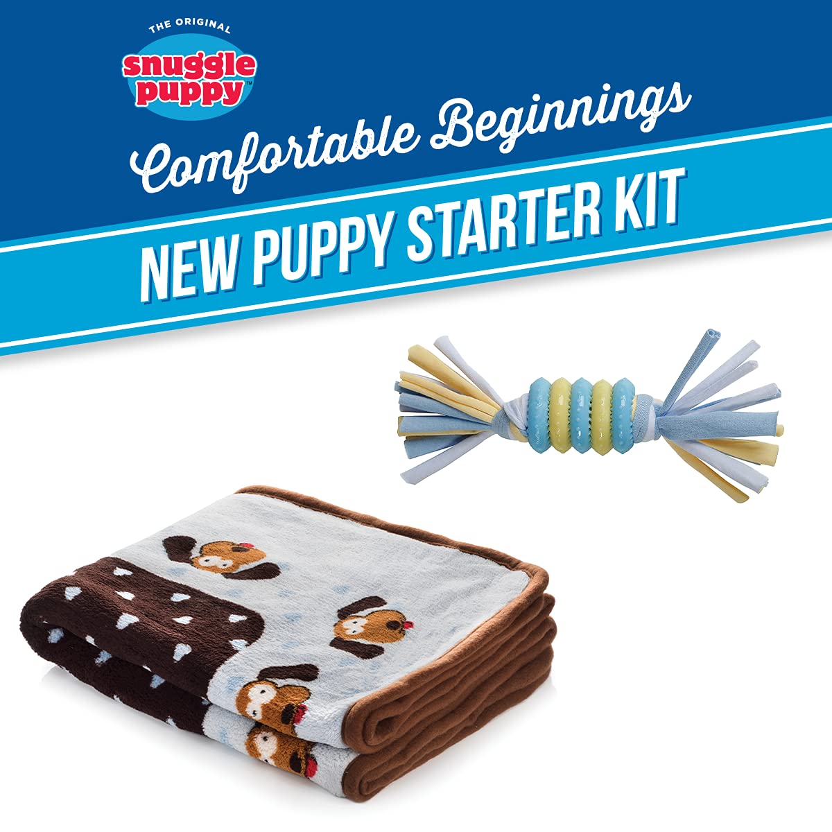 Snuggle Puppy first toy closeup highlights durable teething play for puppies