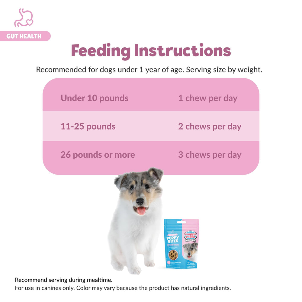 Snuggle Puppy Puppy Bites calming dogs image suggests relaxed evenings