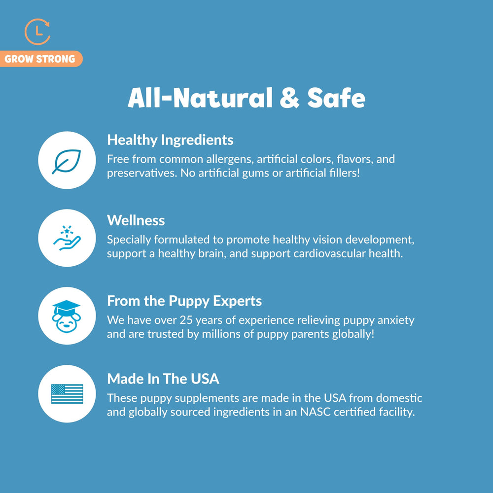 Snuggle Puppy Puppy Bites dosing portion illustration shows weight-based servings
